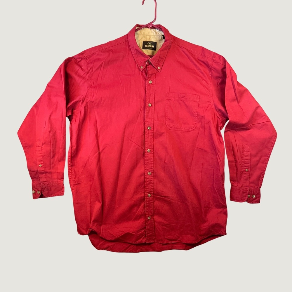 RedHead Mens 2XLT Red Long Sleeve Button Down Shirt Cotton Tall Big & Tall